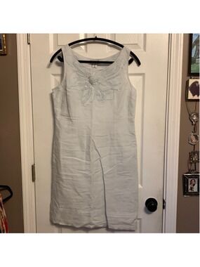 H.O.G cotton linen summer style dress blue 10